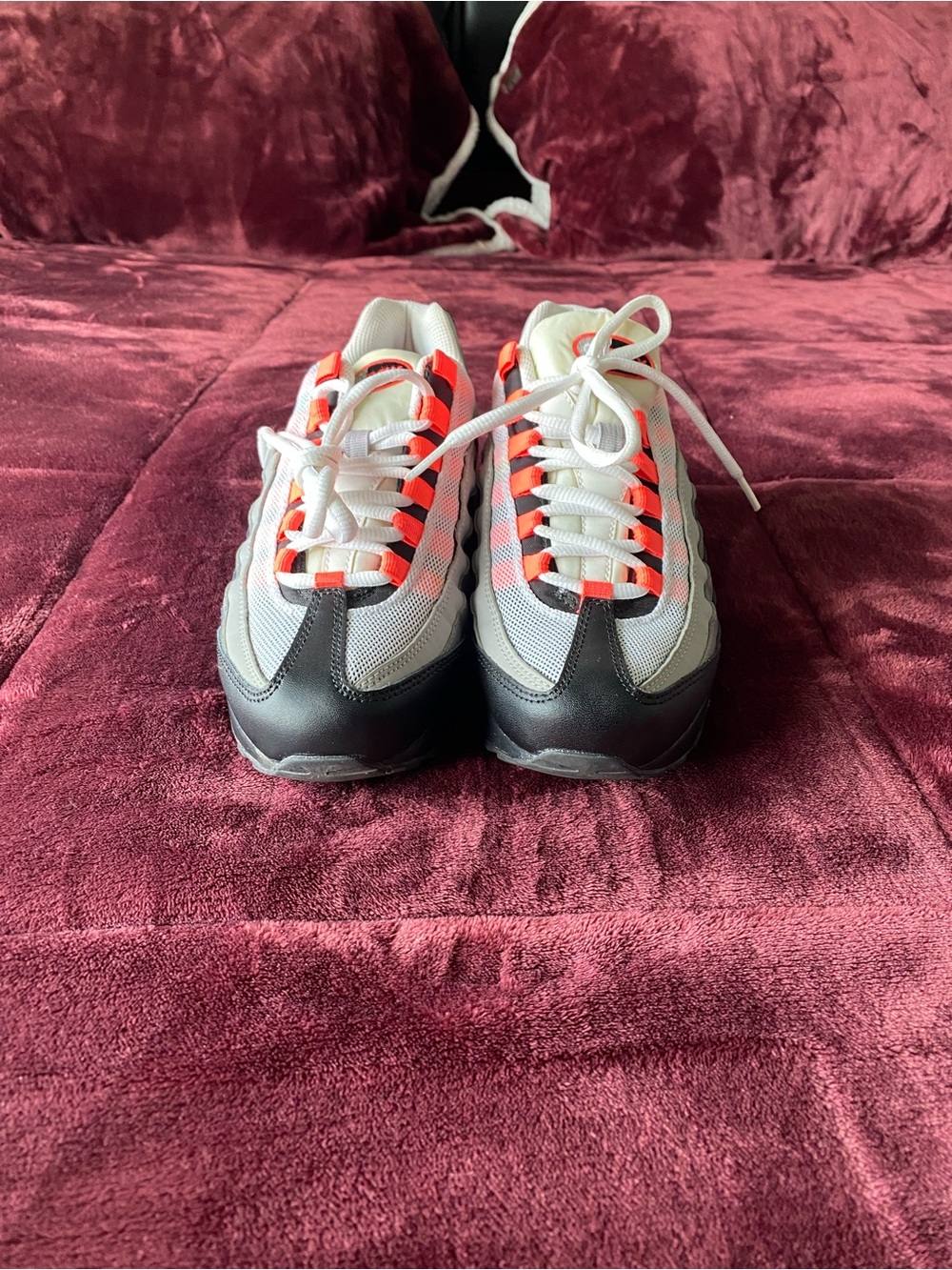 Nike Kids White and Orange Sneakers with Black Trim